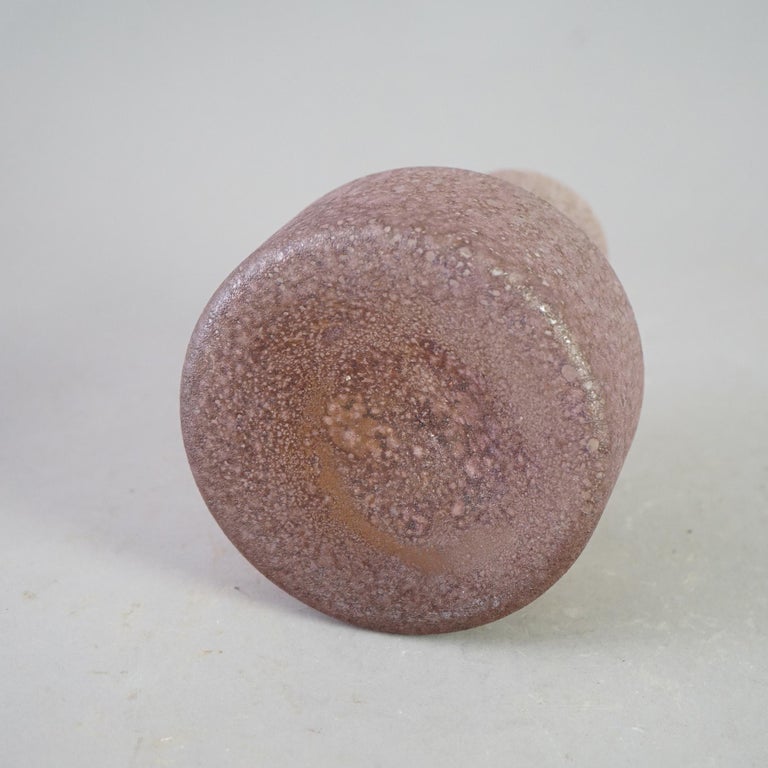 Antique Bauhaus Movement Lavender Chipped Ice Art Glass Bottle Vase Circa 1930