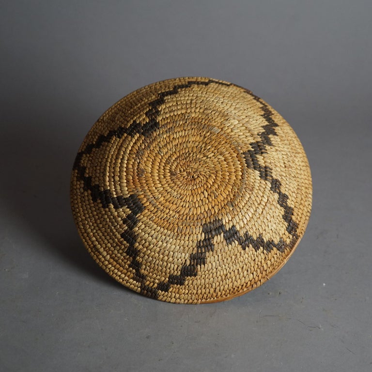 Antique Southwest Navajo Decorated Low Basket Circa 1920