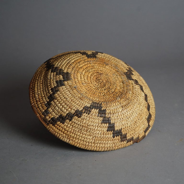 Antique Southwest Navajo Decorated Low Basket Circa 1920