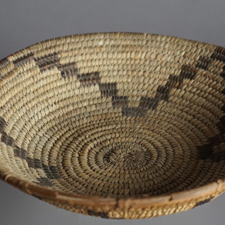 Antique Southwest Navajo Decorated Low Basket Circa 1920