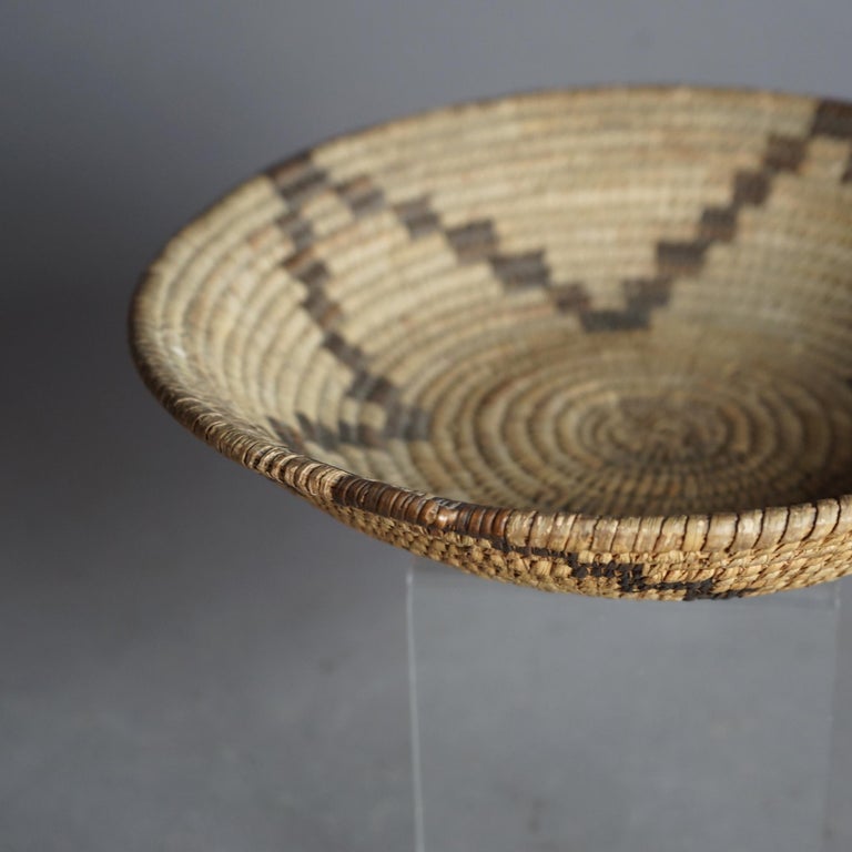 Antique Southwest Navajo Decorated Low Basket Circa 1920