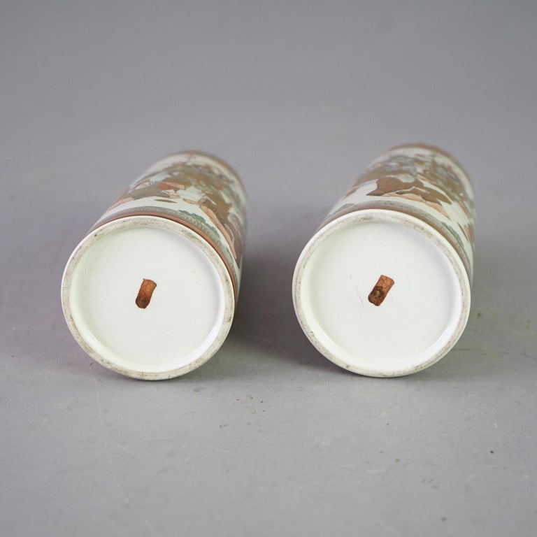 Satsuma Meiji Pair Of Porcelain Vases Circa 1900