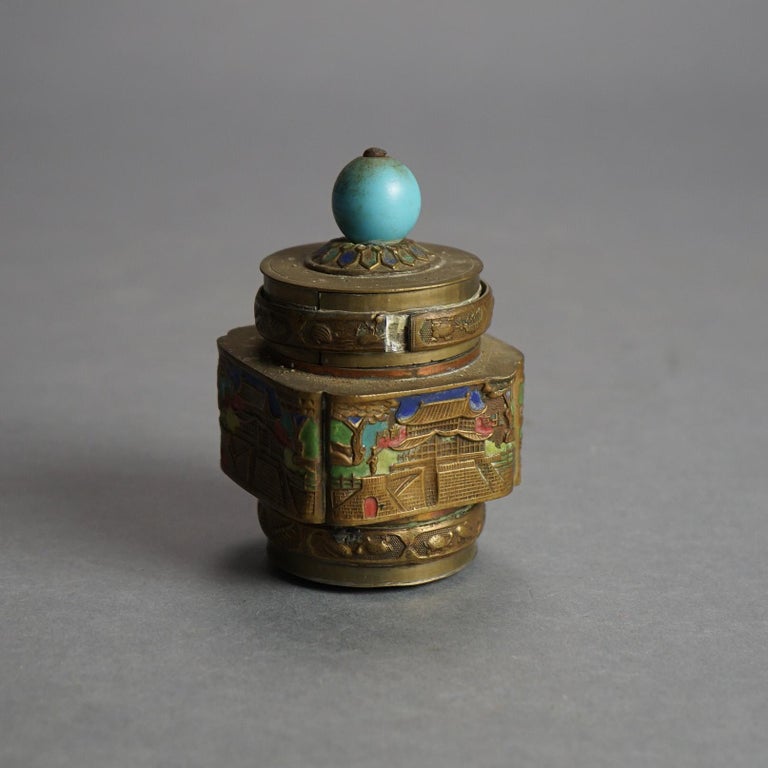 Six Antique Chinese Bronze and Enameled Scent Jars C1920