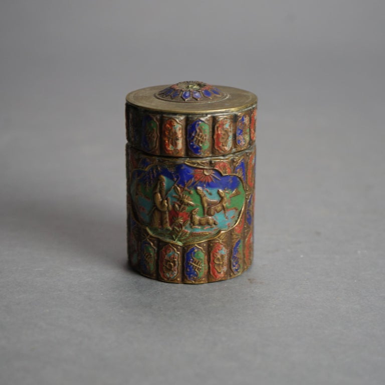 Six Antique Chinese Bronze and Enameled Scent Jars C1920
