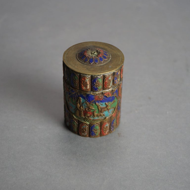 Six Antique Chinese Bronze and Enameled Scent Jars C1920