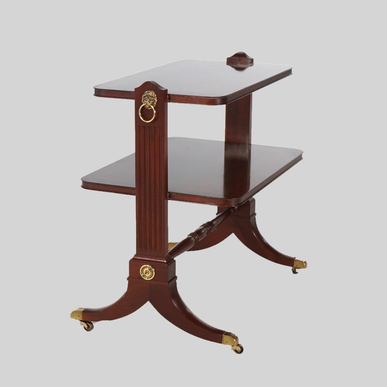 Baker Regency Style Mahogany & Brass Two-Tiered Server Signed 20thC