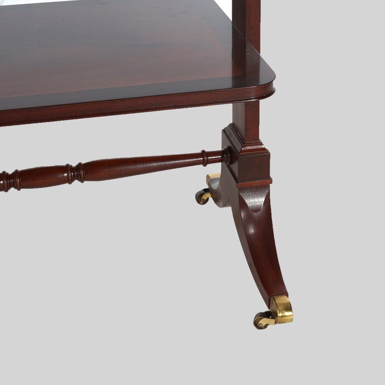 Baker Regency Style Mahogany & Brass Two-Tiered Server Signed 20thC