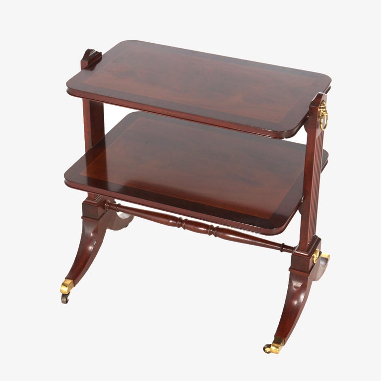 Baker Regency Style Mahogany & Brass Two-Tiered Server Signed 20thC