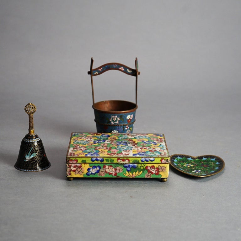 Four Antique Miscellaneous Chinese Cloisonne Enameled Items C1920