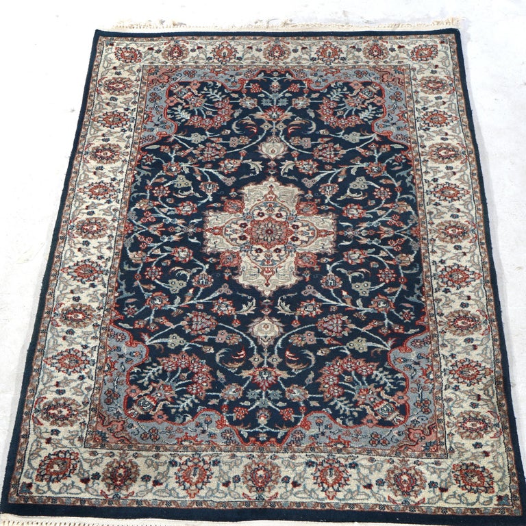 Tabriz Oriental Wool Rug, Blue & White, 20th C
