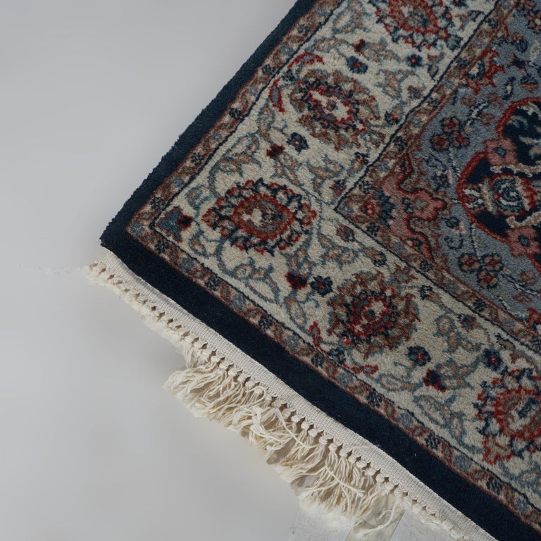 Tabriz Oriental Wool Rug, Blue & White, 20th C