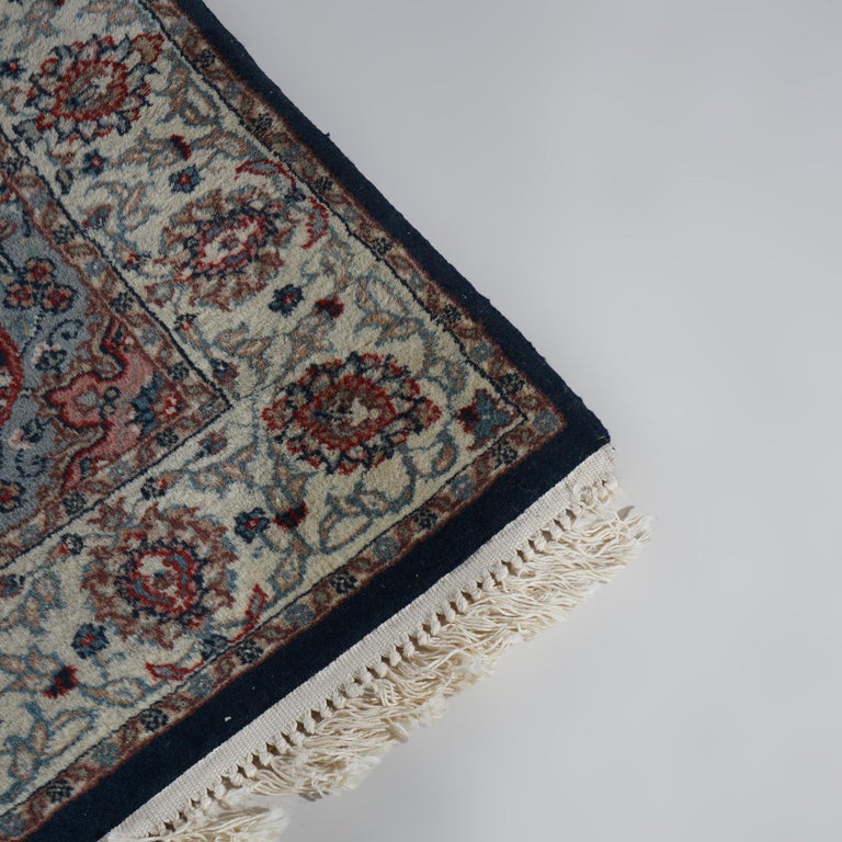 Tabriz Oriental Wool Rug, Blue & White, 20th C