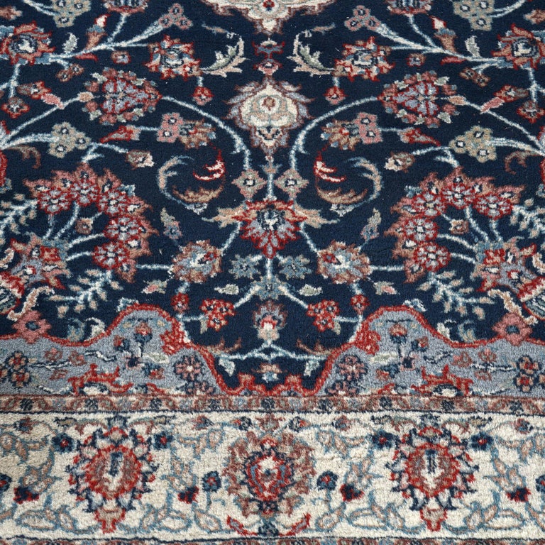 Tabriz Oriental Wool Rug, Blue & White, 20th C