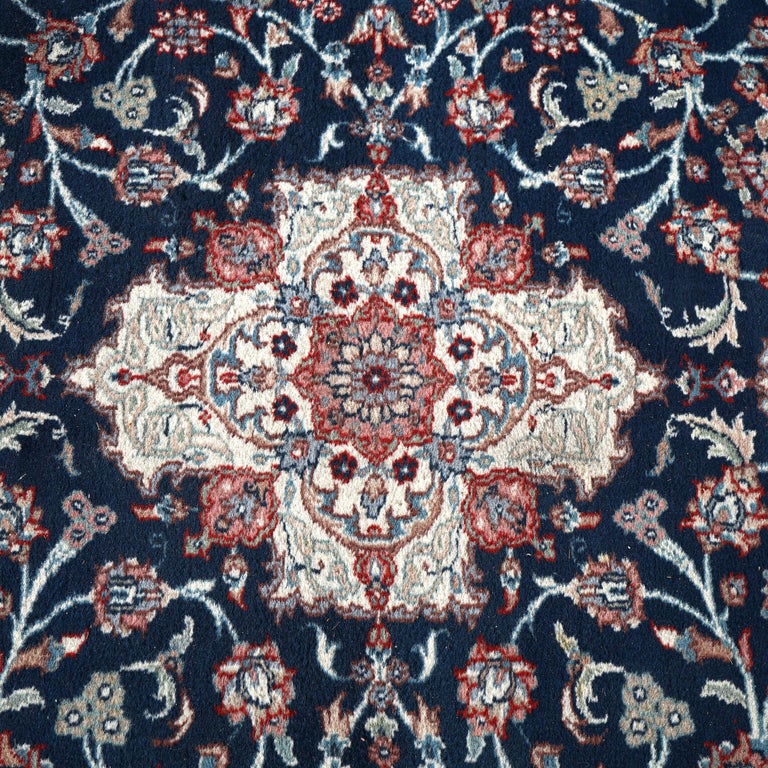 Tabriz Oriental Wool Rug, Blue & White, 20th C