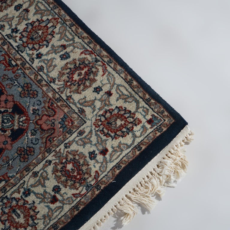 Tabriz Oriental Wool Rug, Blue & White, 20th C