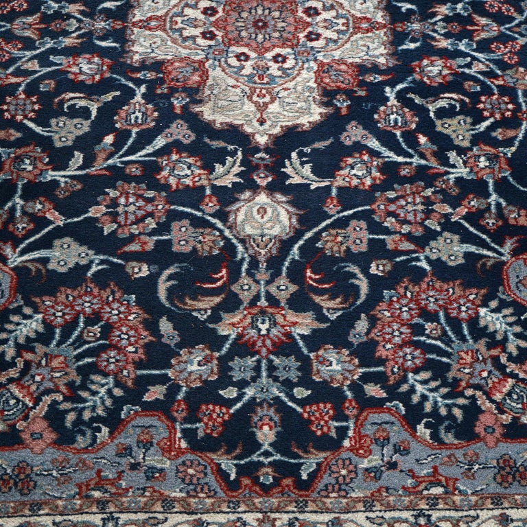 Tabriz Oriental Wool Rug, Blue & White, 20th C