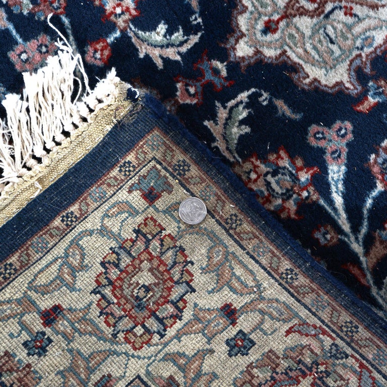 Tabriz Oriental Wool Rug, Blue & White, 20th C