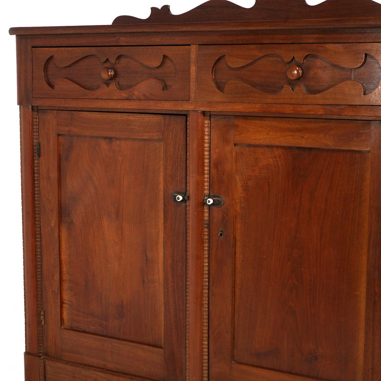 Antique Walnut Carved Country Sideboard 19th C