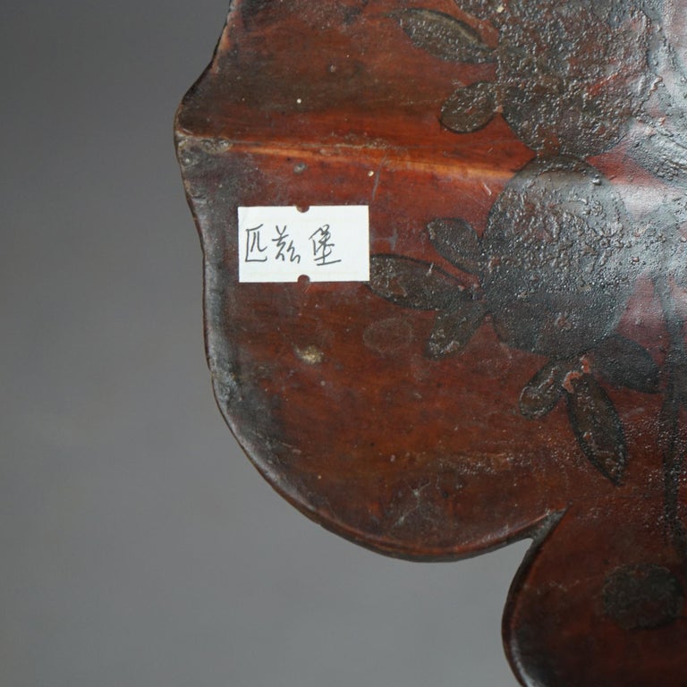 Antique Chinese Figural & Polychromed Wooden Basket Circa 1920