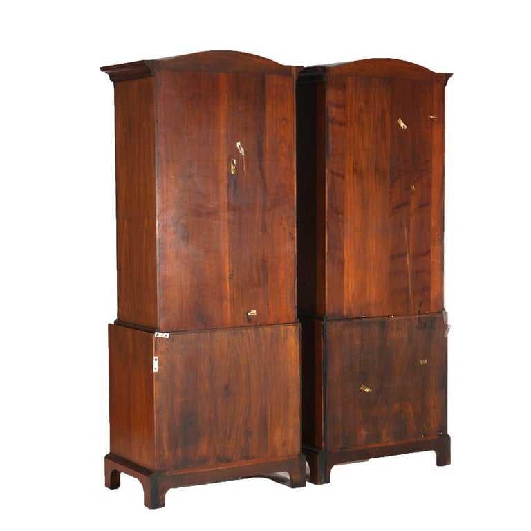 Pair of Henredon Mahogany Armoires with Graduated Drawers 20thC