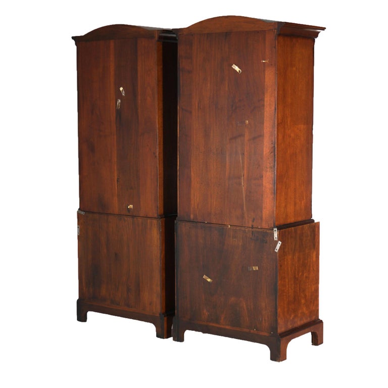 Pair of Henredon Mahogany Armoires with Graduated Drawers 20thC