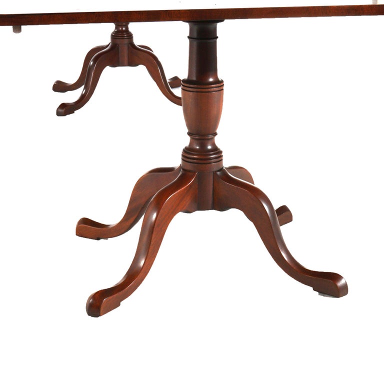 Queen Anne Style Kittinger Mahogany Dining Room Double Pedestal Table 20thC