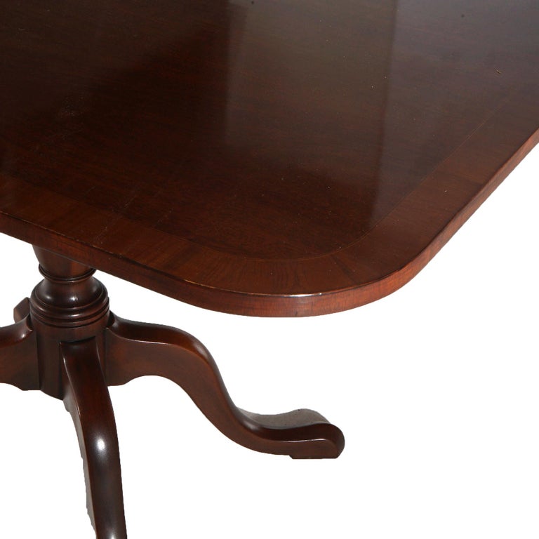 Queen Anne Style Kittinger Mahogany Dining Room Double Pedestal Table 20thC