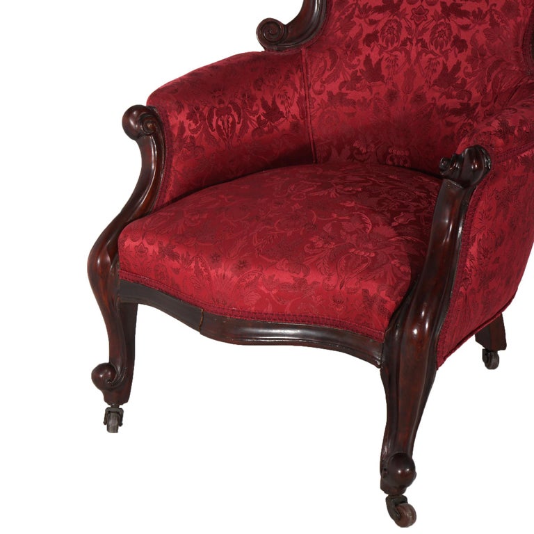 Antique French Victorian Louis XV Style Upholstered Parlor Chair C1890