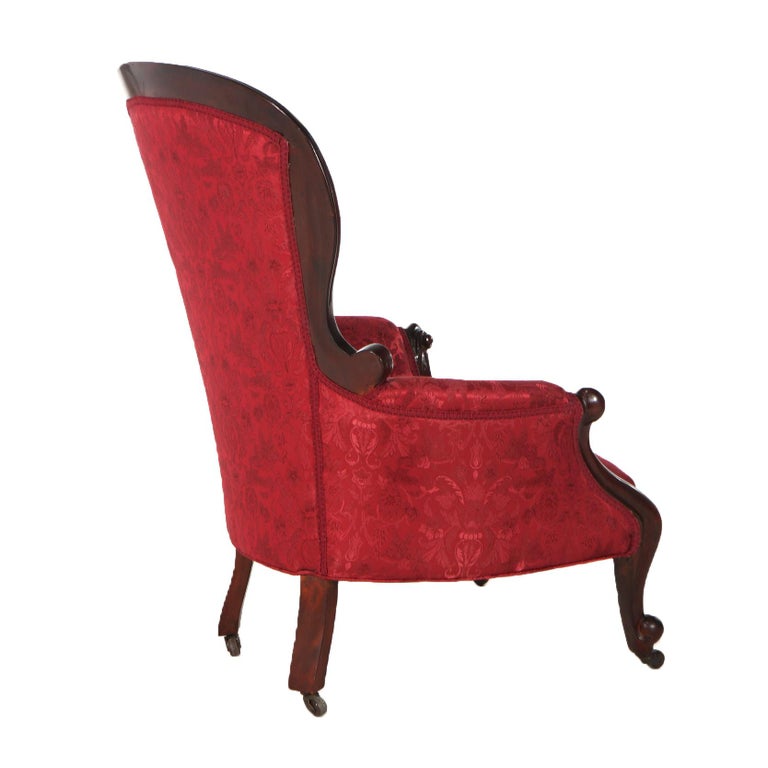 Antique French Victorian Louis XV Style Upholstered Parlor Chair C1890