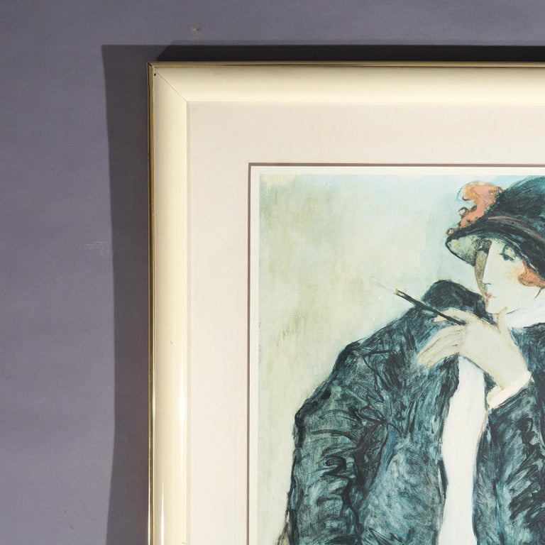 Vintage Art Deco Style Lithograph Signed Barbara Wood 20th C