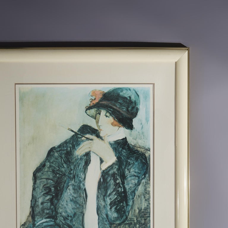 Vintage Art Deco Style Lithograph Signed Barbara Wood 20th C