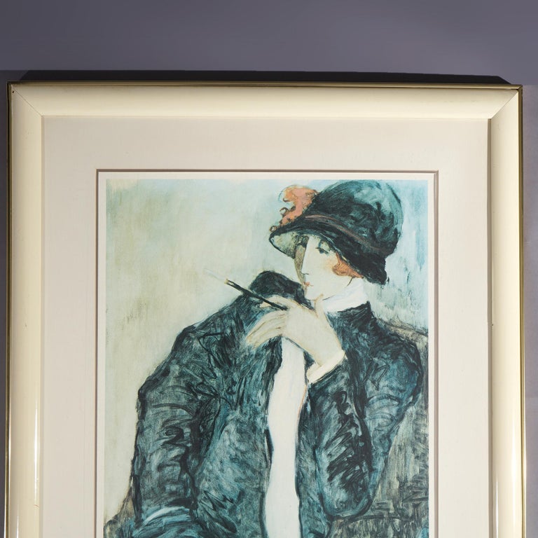Vintage Art Deco Style Lithograph Signed Barbara Wood 20th C