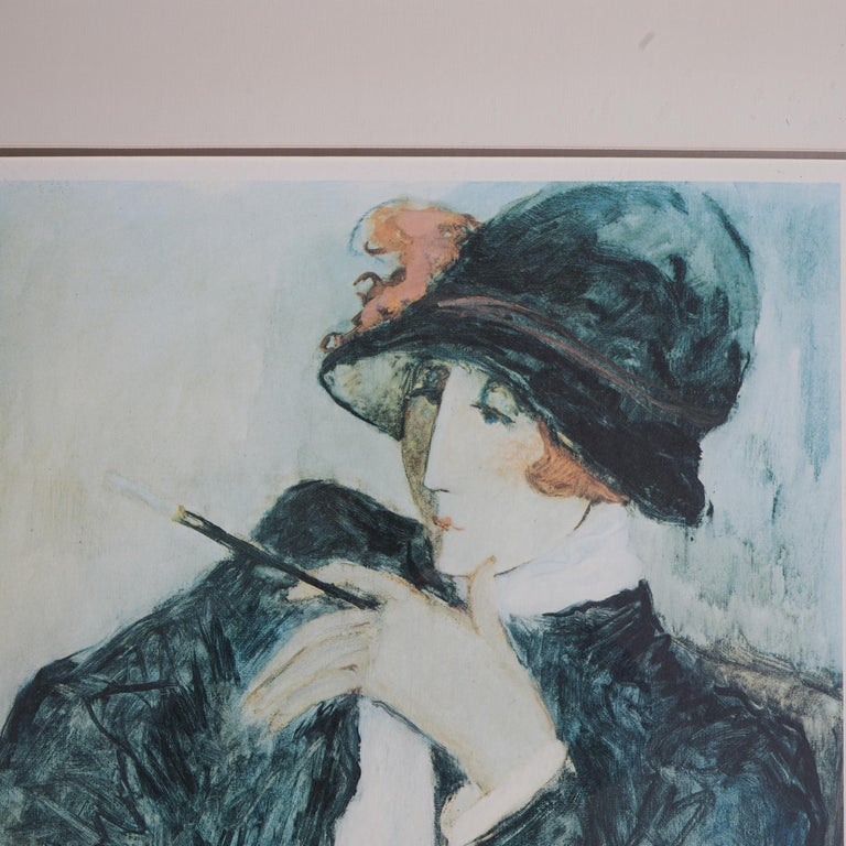 Vintage Art Deco Style Lithograph Signed Barbara Wood 20th C