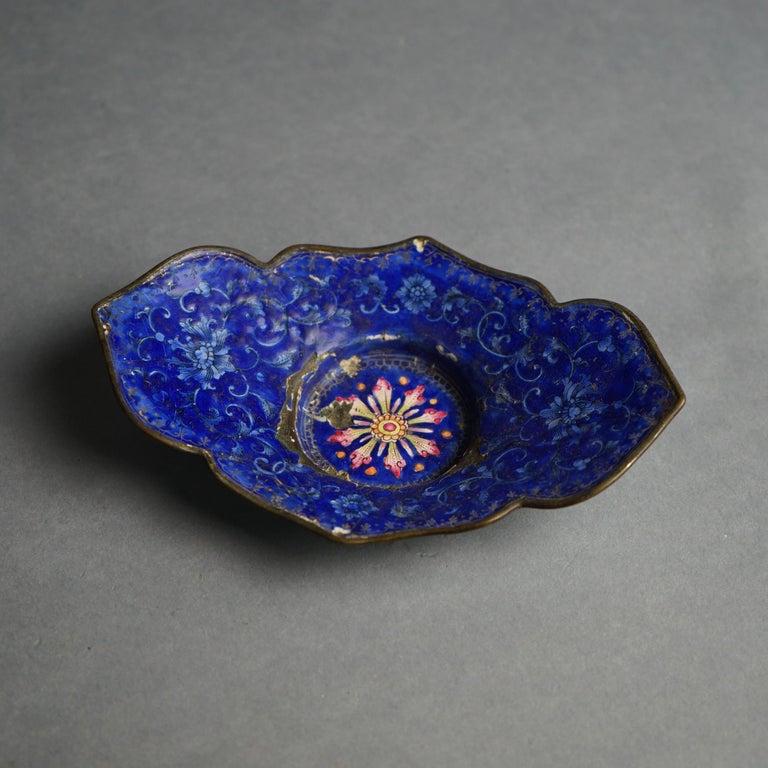 Nine Antique Chinese Cloisonne Enameled Saucers C1920