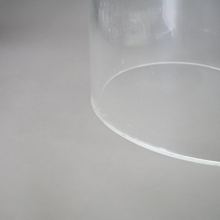 Mid Century Modern Glass Top Side Stand with Acrylic Scroll Form Base 20thC