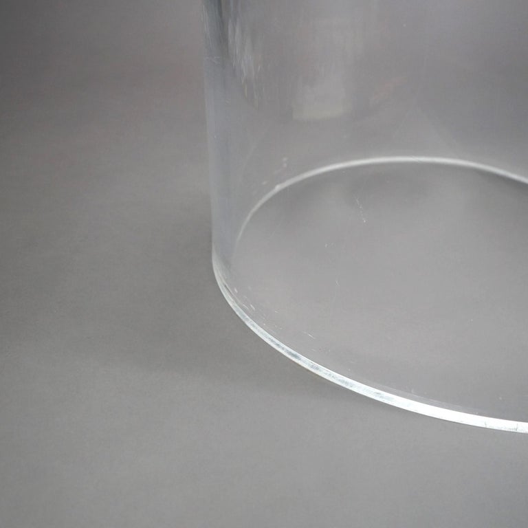 Mid Century Modern Glass Top Side Stand with Acrylic Scroll Form Base 20thC