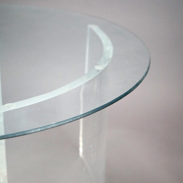 Mid Century Modern Glass Top Side Stand with Acrylic Scroll Form Base 20thC