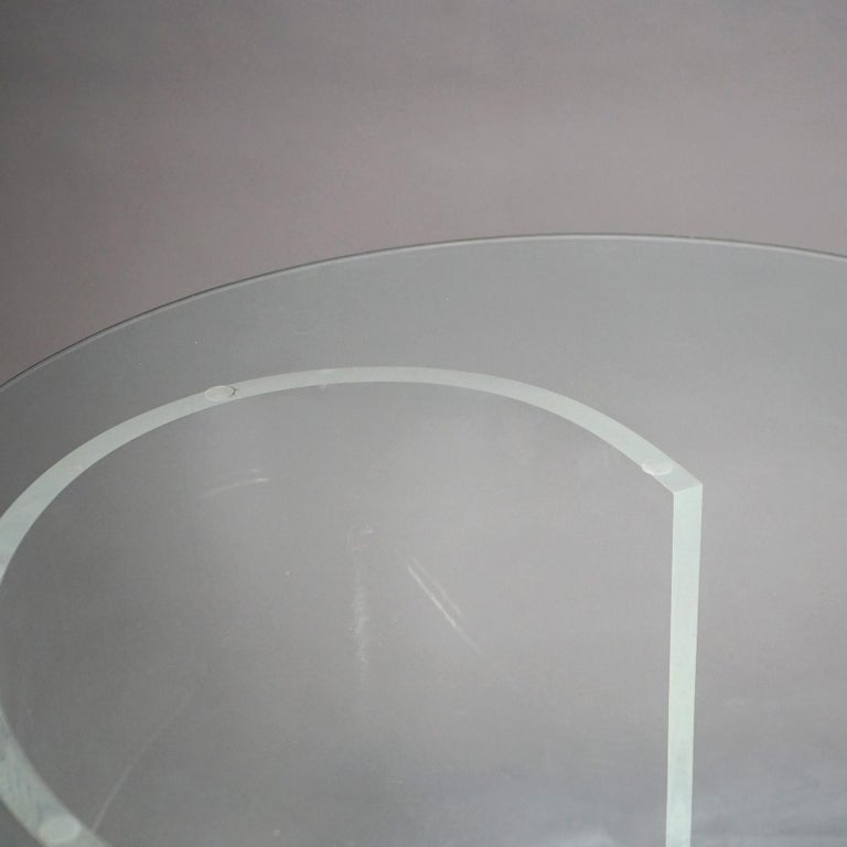 Mid Century Modern Glass Top Side Stand with Acrylic Scroll Form Base 20thC