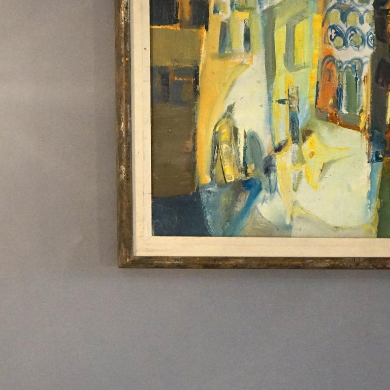 Mid Century Modern Oil On Canvas “Venitian Night” By D. Hoyt Mid 20thC