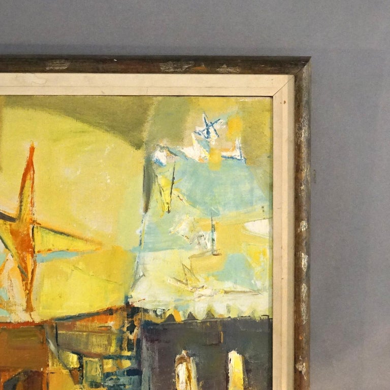 Mid Century Modern Oil On Canvas “Venitian Night” By D. Hoyt Mid 20thC