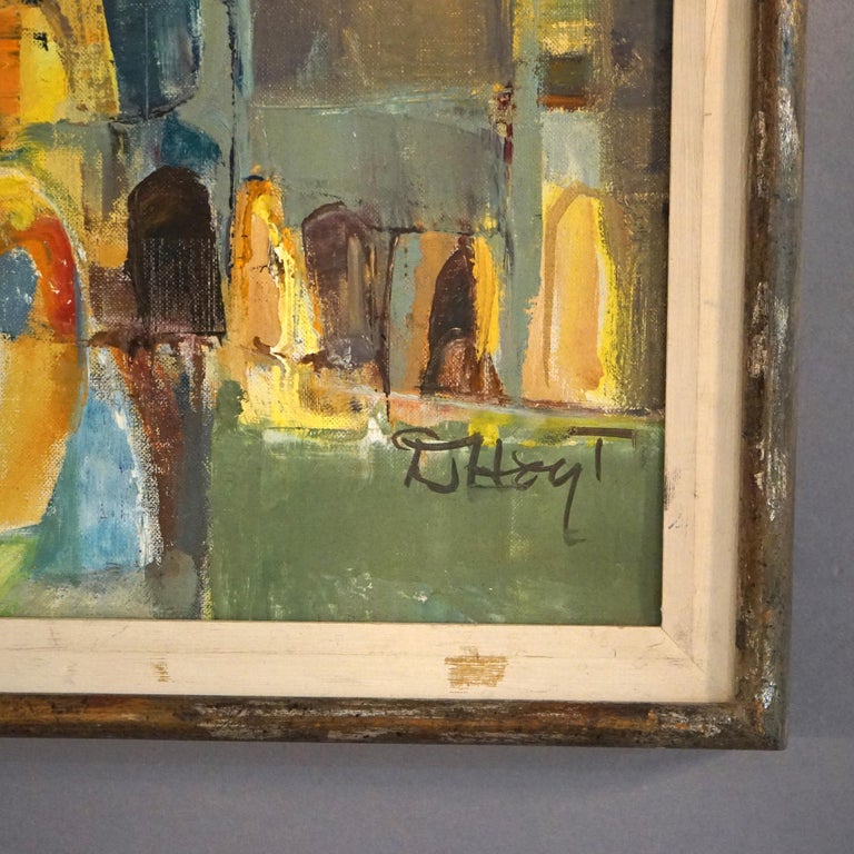 Mid Century Modern Oil On Canvas “Venitian Night” By D. Hoyt Mid 20thC