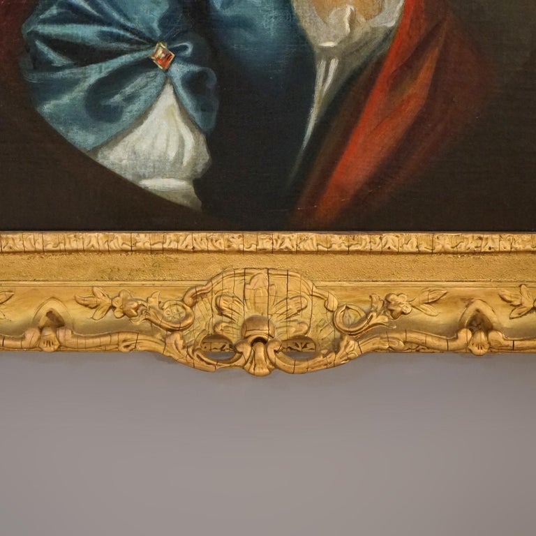 Large Antique 18thC Portrait Painting by Thomas Beach in Giltwood Frame