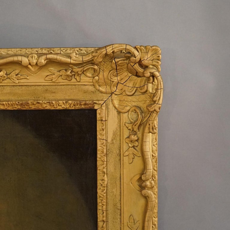 Large Antique 18thC Portrait Painting by Thomas Beach in Giltwood Frame