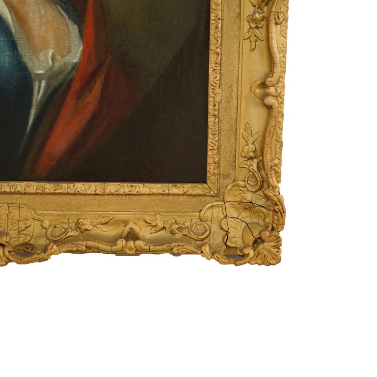 Large Antique 18thC Portrait Painting by Thomas Beach in Giltwood Frame