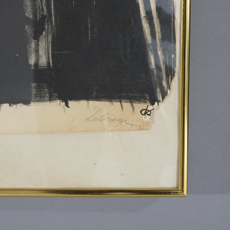 Mid Century Modern Abstract Litho of The Crucifixion, Pencil Signed Lebrun c1958