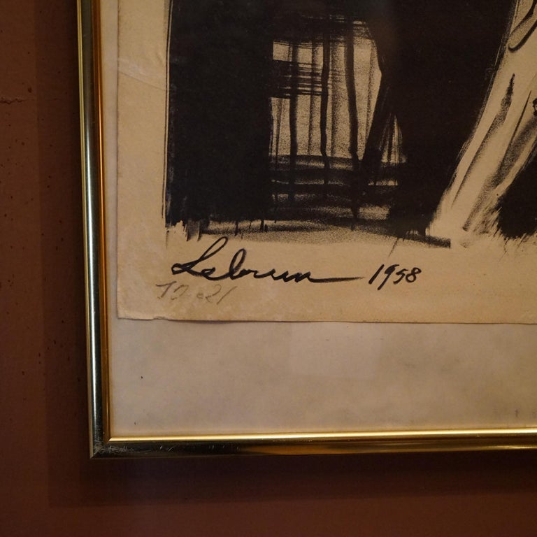 Mid Century Modern Abstract Litho of The Crucifixion, Pencil Signed Lebrun c1958