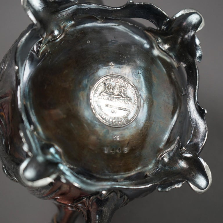 Two Antique English Sheffield Silver Plated Tea Pots with Garden Elements C1890