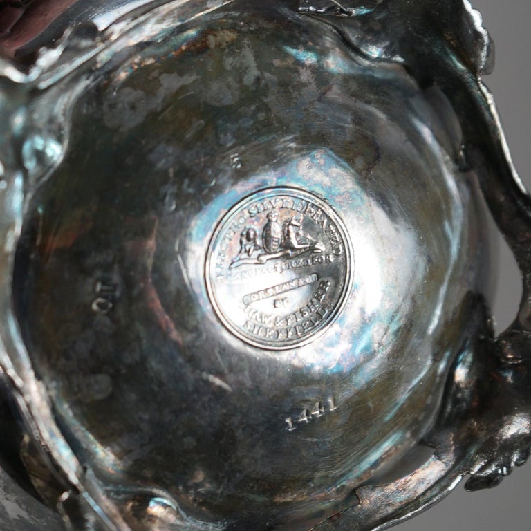Two Antique English Sheffield Silver Plated Tea Pots with Garden Elements C1890