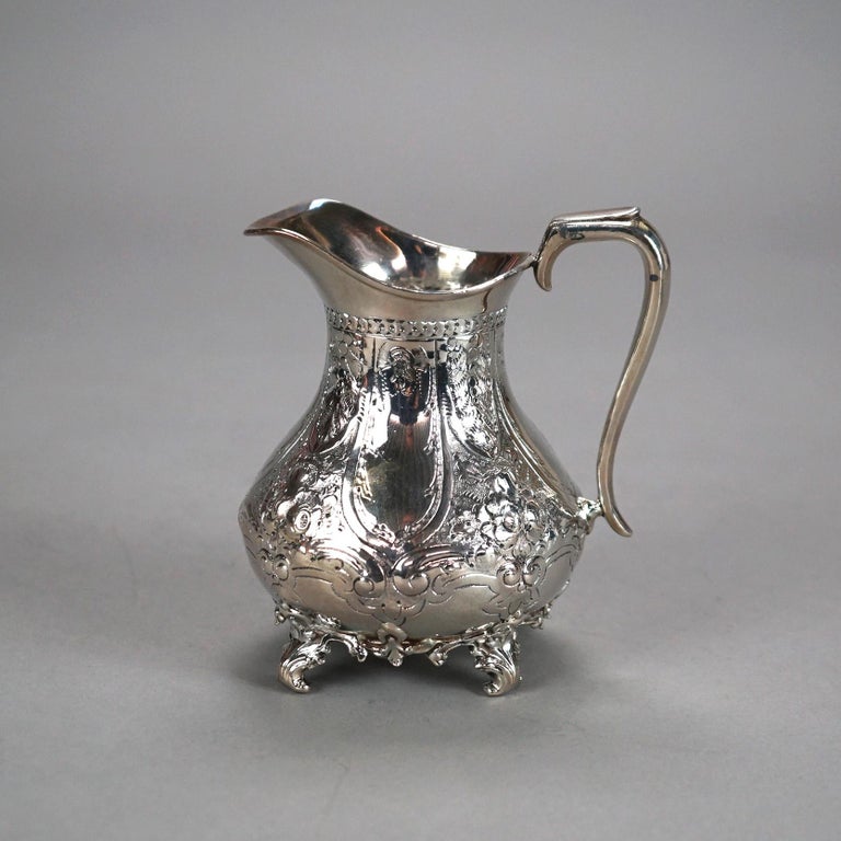 Two Piece Antique Footed Silver Plated Tea Set C1890