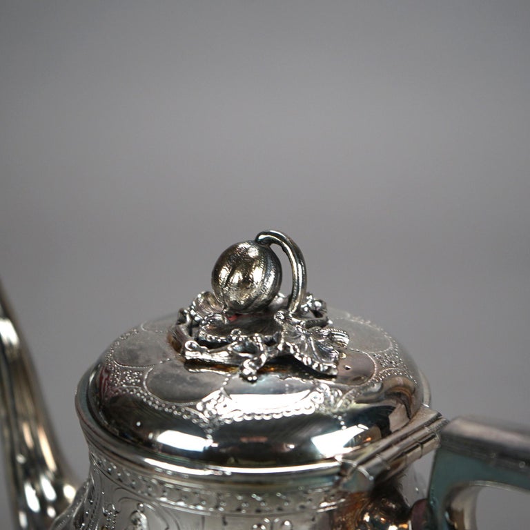 Two Piece Antique Footed Silver Plated Tea Set C1890